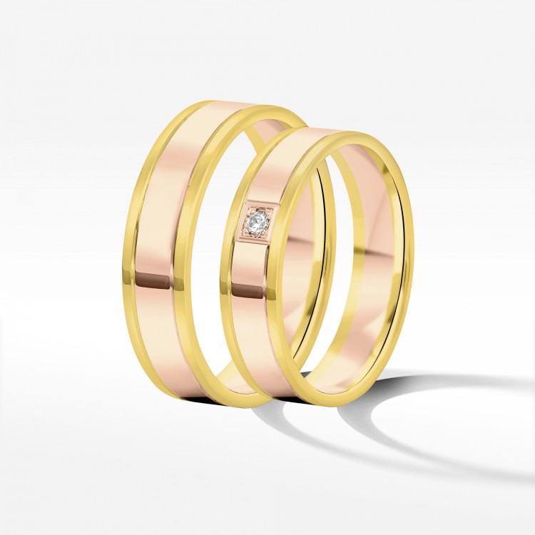 Obrączki ślubne z dwukolorowego złota 5mm