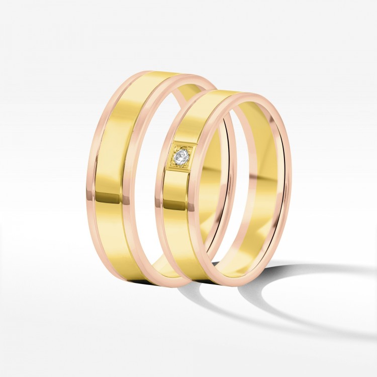 Obrączki ślubne z dwukolorowego złota 5mm