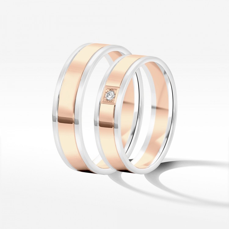 Obrączki ślubne z dwukolorowego złota 5mm