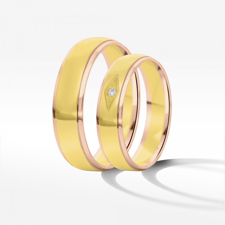 Obrączki ślubne z dwukolorowego złota 5mm
