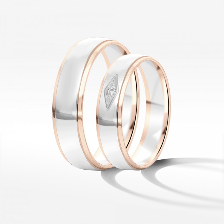 Obrączki ślubne z dwukolorowego złota 5mm