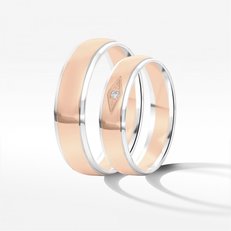 Obrączki ślubne z dwukolorowego złota 5mm