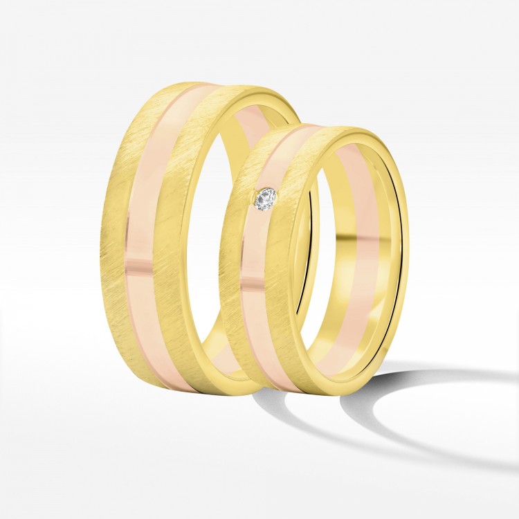 Obrączki ślubne z dwukolorowego złota 6mm