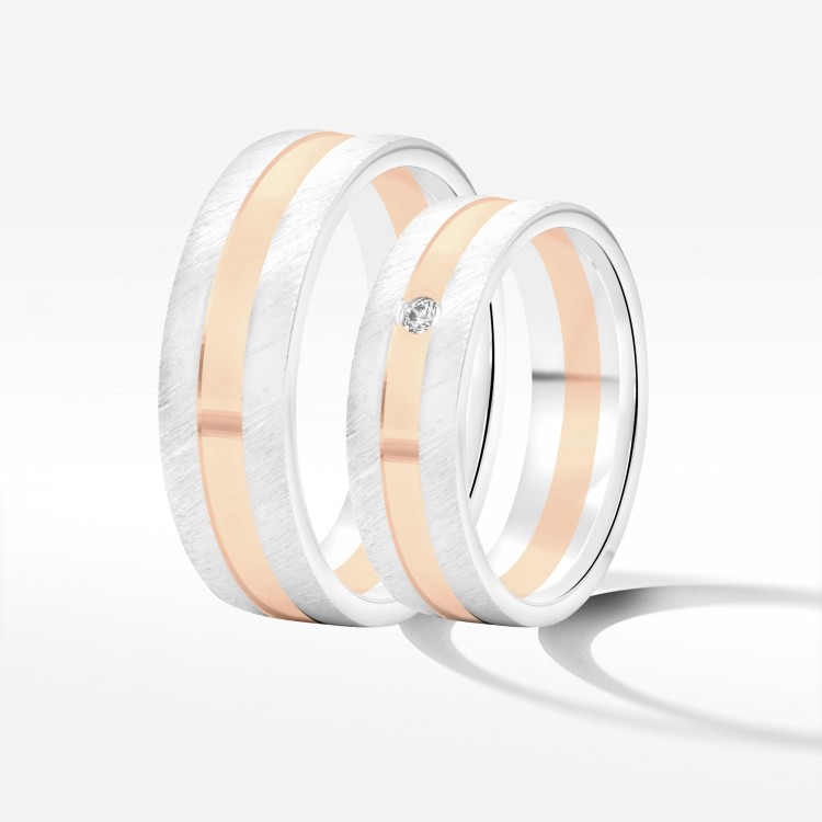 Obrączki ślubne z dwukolorowego złota 6mm