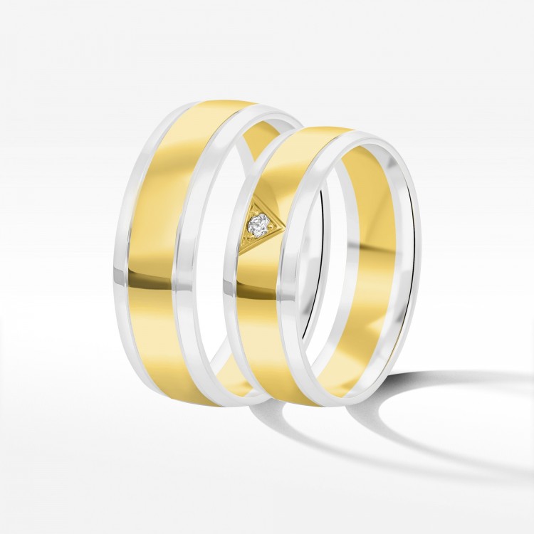 Obrączki ślubne z dwukolorowego złota 6mm