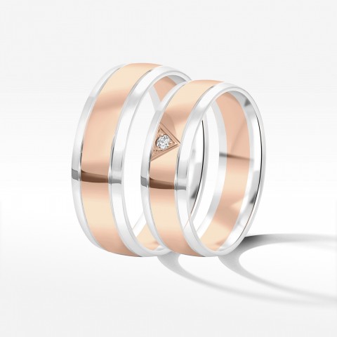 Obrączki ślubne z dwukolorowego złota 6mm