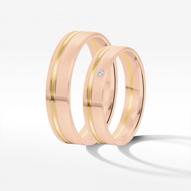 Obrączki ślubne z dwukolorowego złota 4.5mm