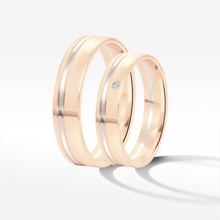 Obrączki ślubne z dwukolorowego złota 4.5mm