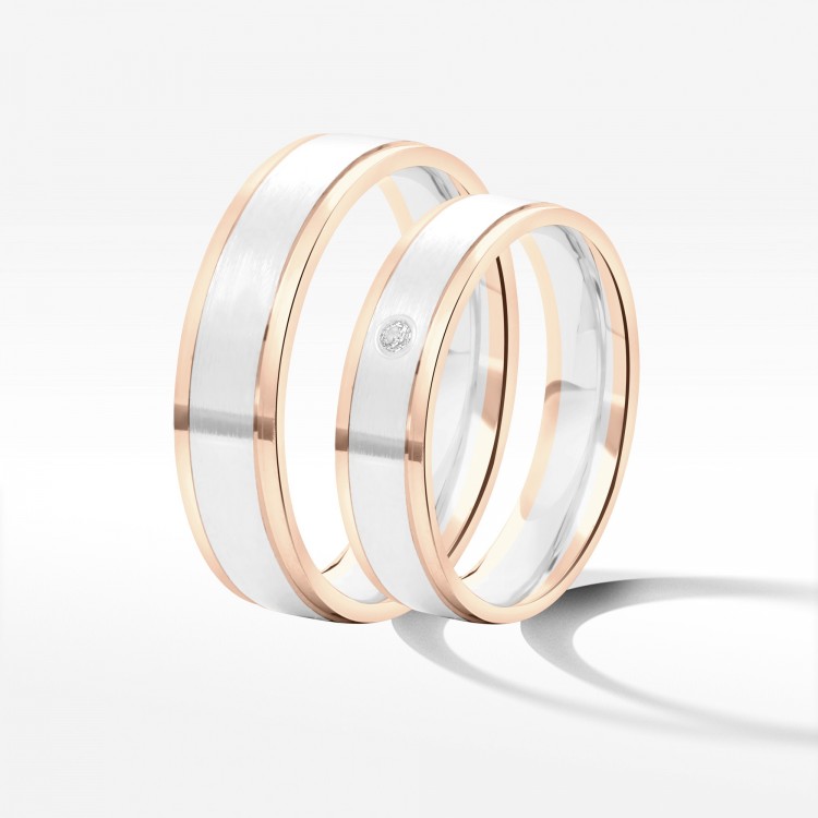 Obrączki ślubne z dwukolorowego złota 5mm