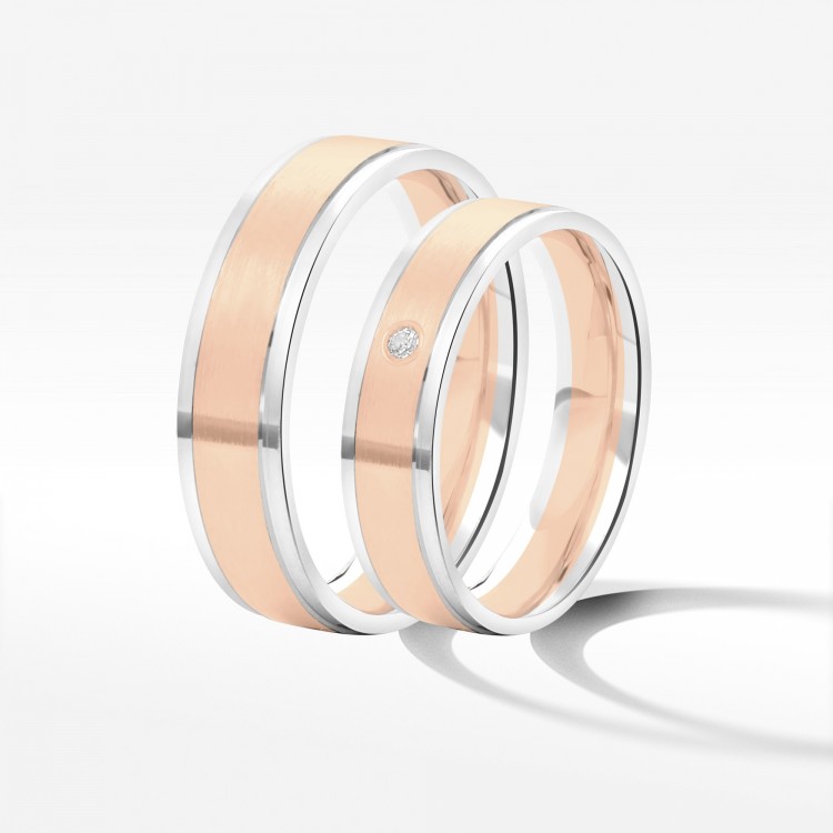 Obrączki ślubne z dwukolorowego złota 5mm