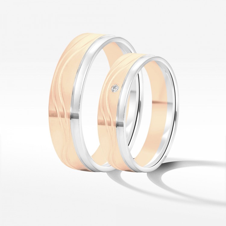 Obrączki ślubne z dwukolorowego złota 5mm