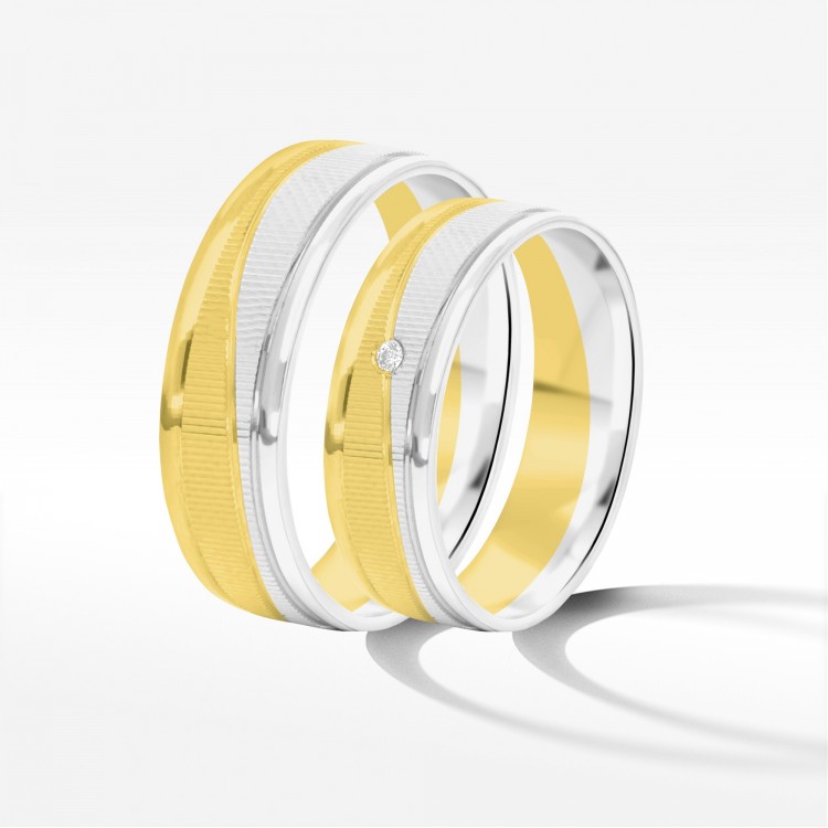 Obrączki ślubne z dwukolorowego złota 6mm