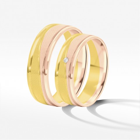 Obrączki ślubne z dwukolorowego złota 6mm