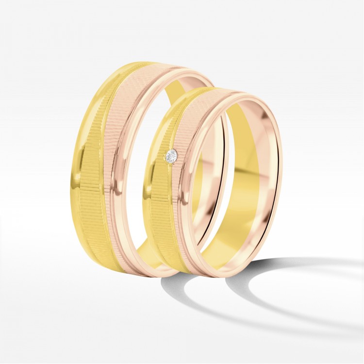 Obrączki ślubne z dwukolorowego złota 6mm