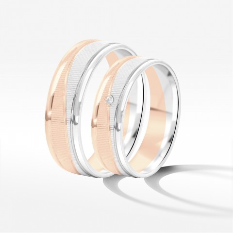 Obrączki ślubne z dwukolorowego złota 6mm