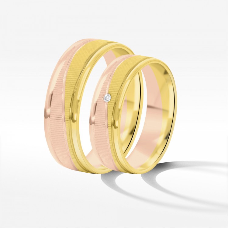 Obrączki ślubne z dwukolorowego złota 6mm