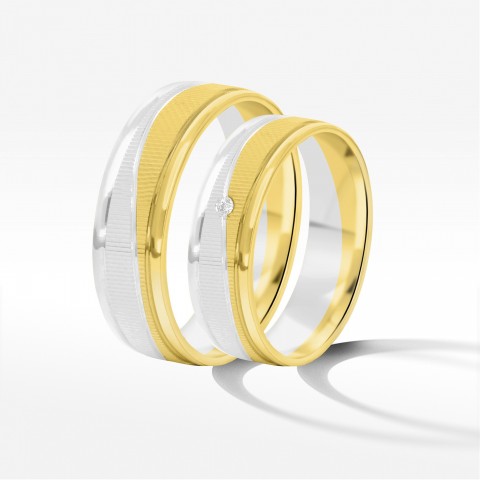 Obrączki ślubne z dwukolorowego złota 6mm