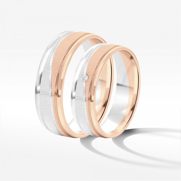 Obrączki ślubne z dwukolorowego złota 6mm