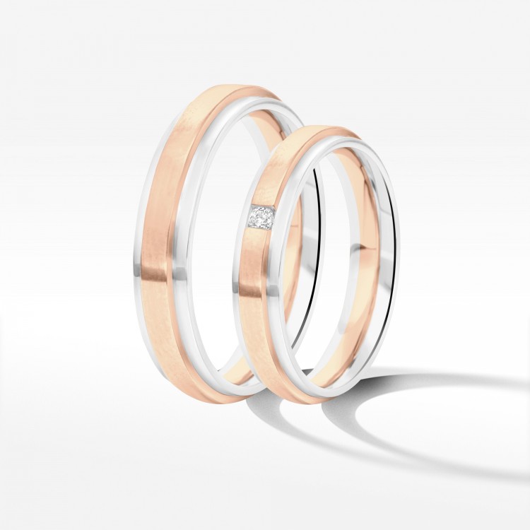 Obrączki ślubne z dwukolorowego złota 4.2mm