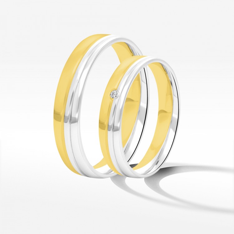 Obrączki ślubne z dwukolorowego złota 4mm