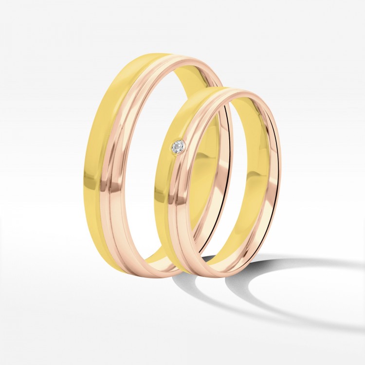 Obrączki ślubne z dwukolorowego złota 4mm