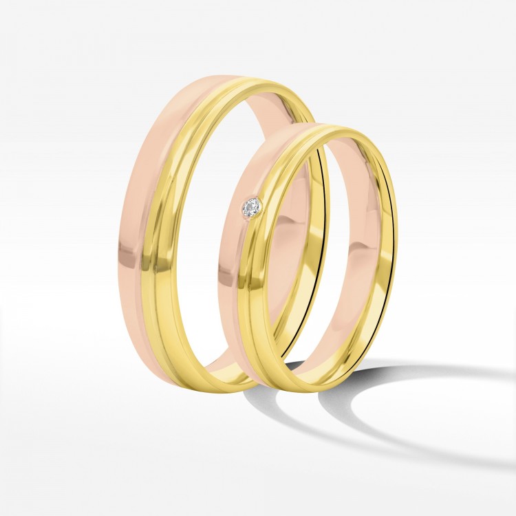 Obrączki ślubne z dwukolorowego złota 4mm