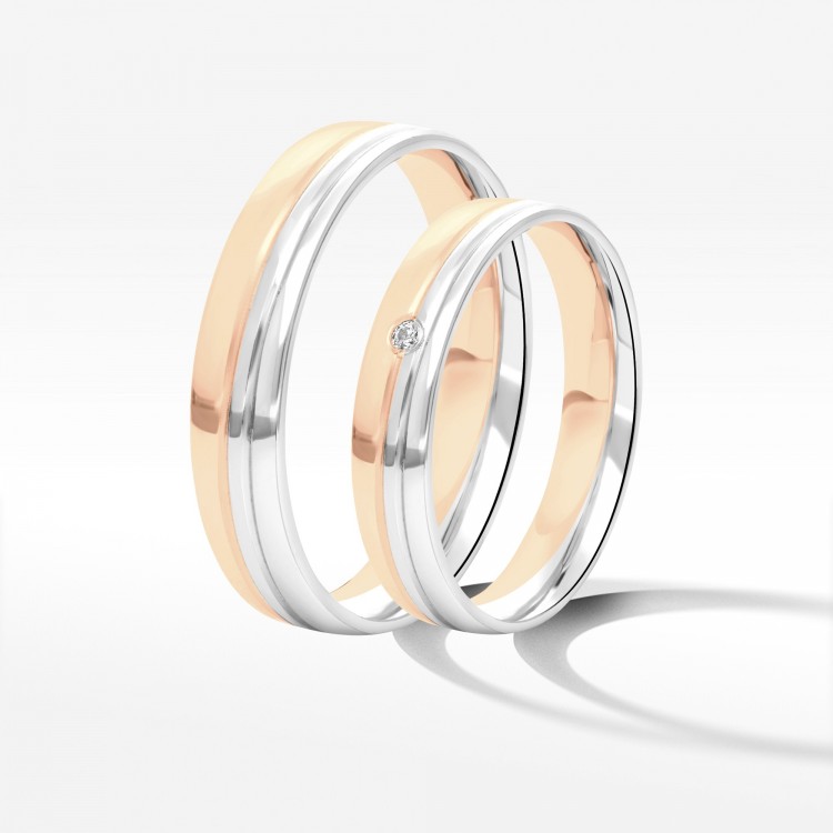 Obrączki ślubne z dwukolorowego złota 4mm