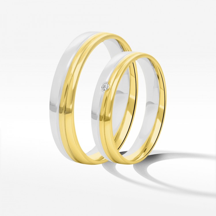 Obrączki ślubne z dwukolorowego złota 4mm