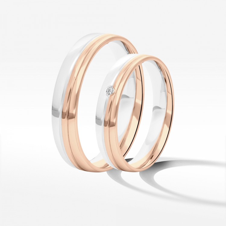 Obrączki ślubne z dwukolorowego złota 4mm