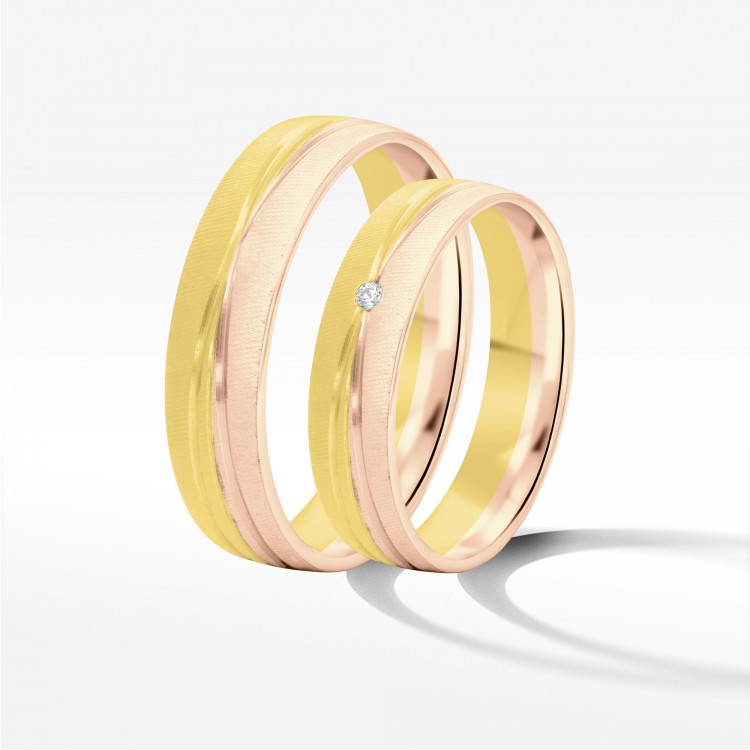 Obrączki ślubne z dwukolorowego złota 5mm