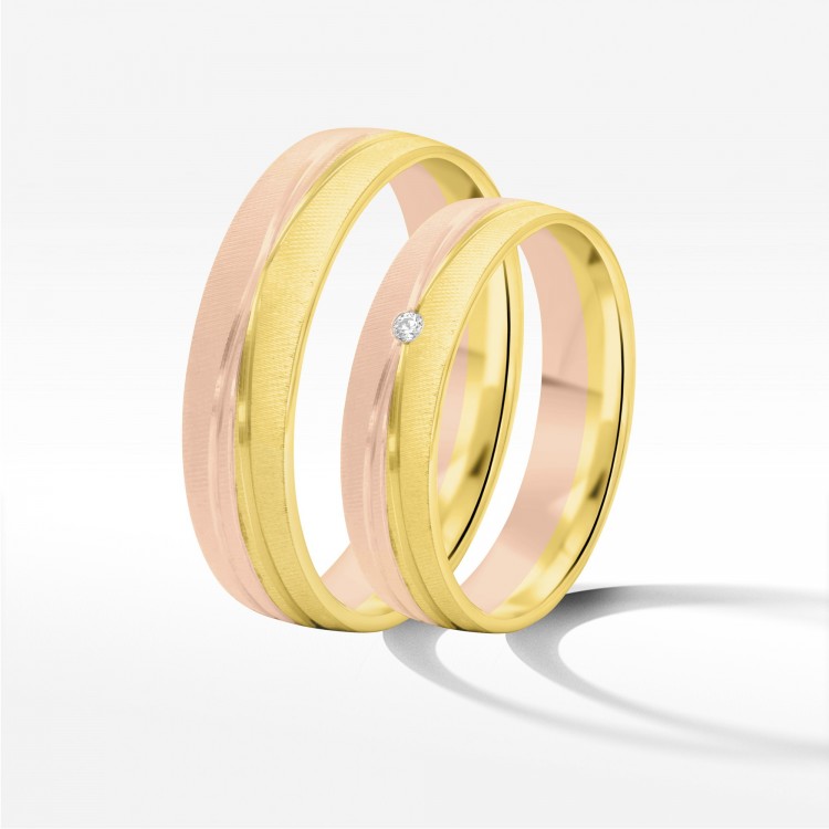 Obrączki ślubne z dwukolorowego złota 5mm