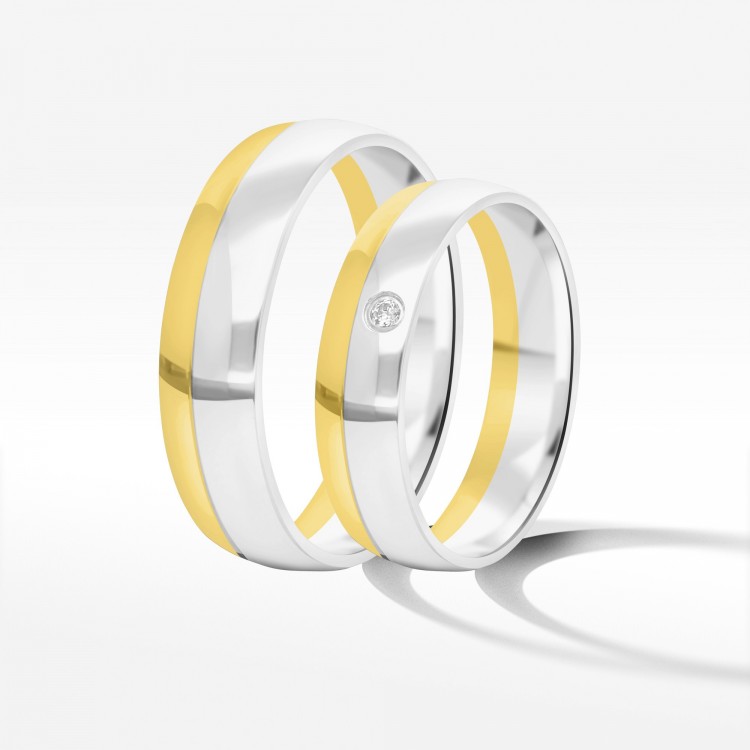 Obrączki ślubne z dwukolorowego złota 5mm/6mm