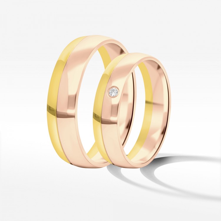 Obrączki ślubne z dwukolorowego złota 5mm/6mm
