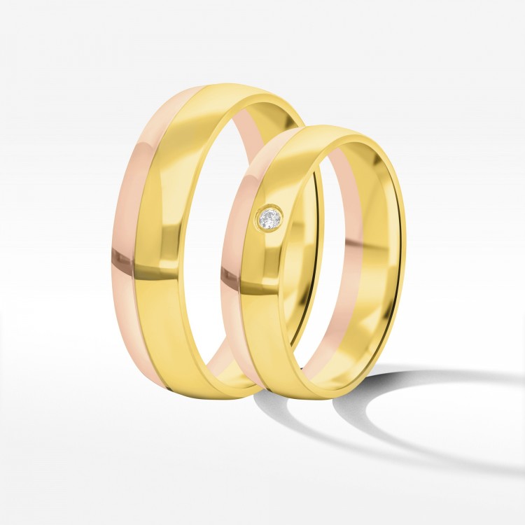 Obrączki ślubne z dwukolorowego złota 5mm/6mm