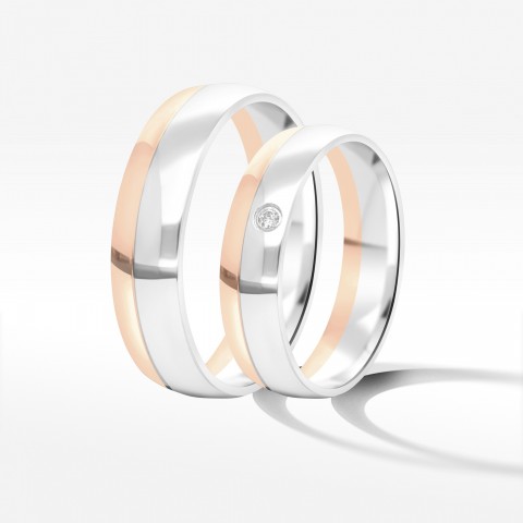 Obrączki ślubne z dwukolorowego złota 5mm/6mm