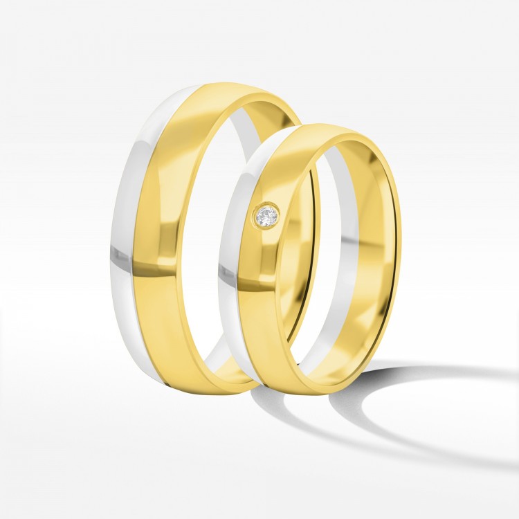 Obrączki ślubne z dwukolorowego złota 5mm/6mm