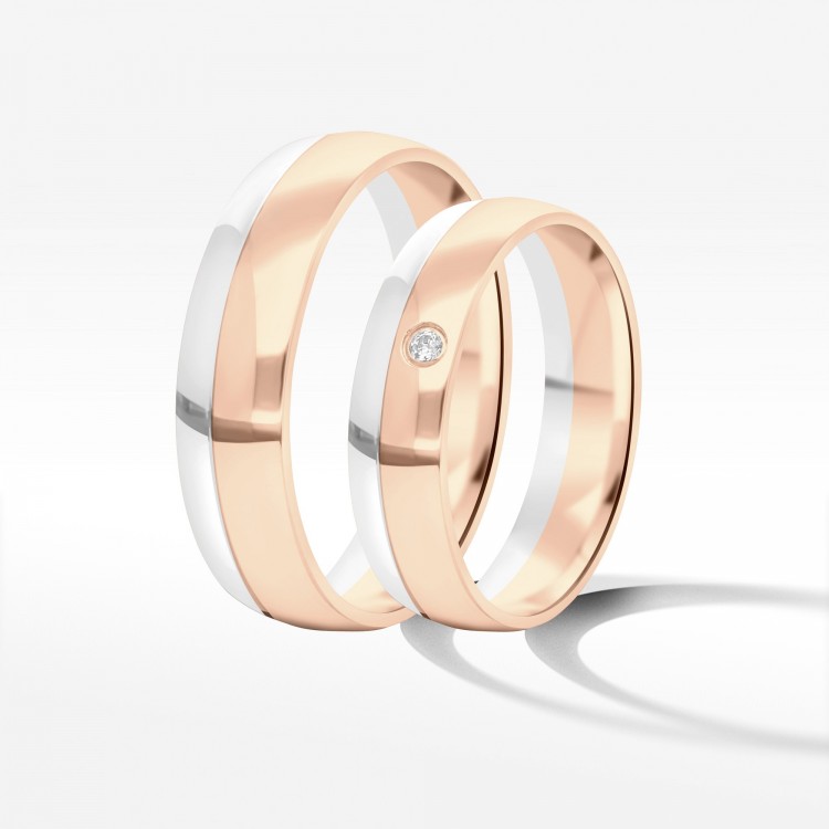 Obrączki ślubne z dwukolorowego złota 5mm/6mm