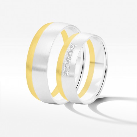 Obrączki ślubne z dwukolorowego złota 6mm