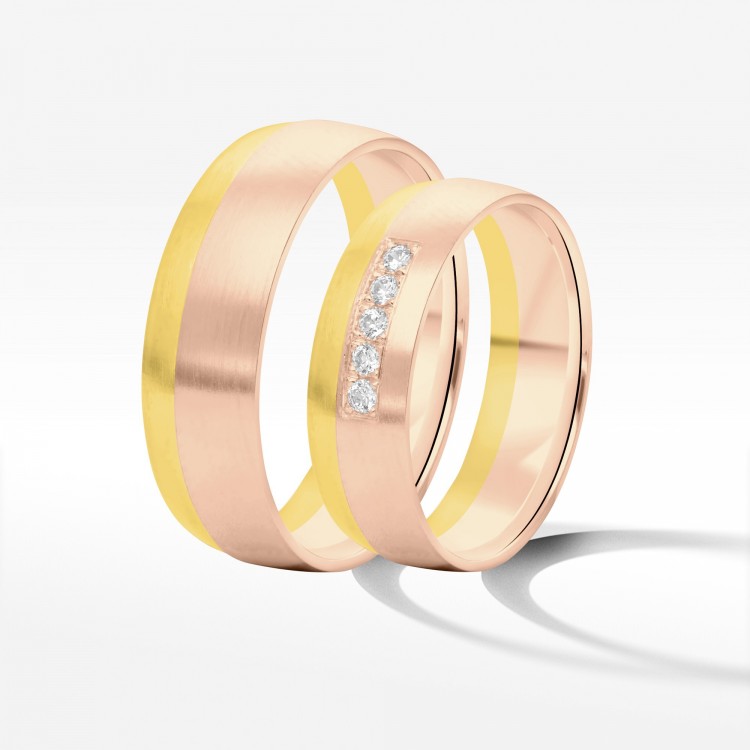 Obrączki ślubne z dwukolorowego złota 6mm