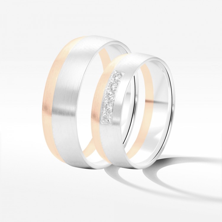 Obrączki ślubne z dwukolorowego złota 6mm