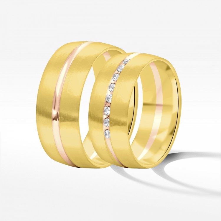 Obrączki ślubne z dwukolorowego złota 8mm