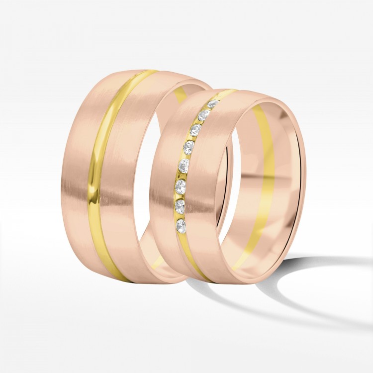 Obrączki ślubne z dwukolorowego złota 8mm