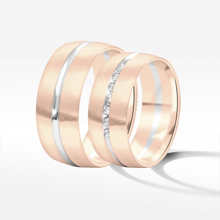 Obrączki ślubne z dwukolorowego złota 8mm