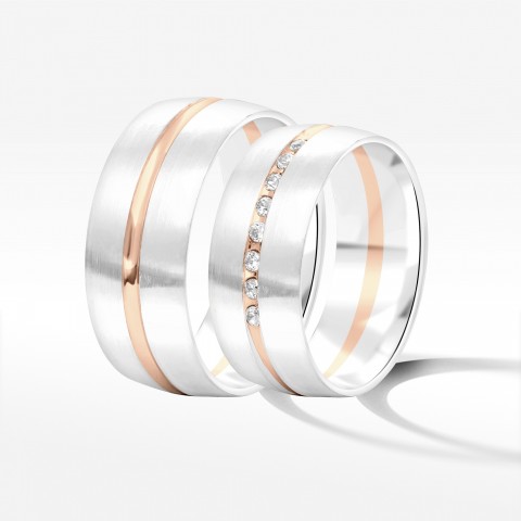 Obrączki ślubne z dwukolorowego złota 8mm