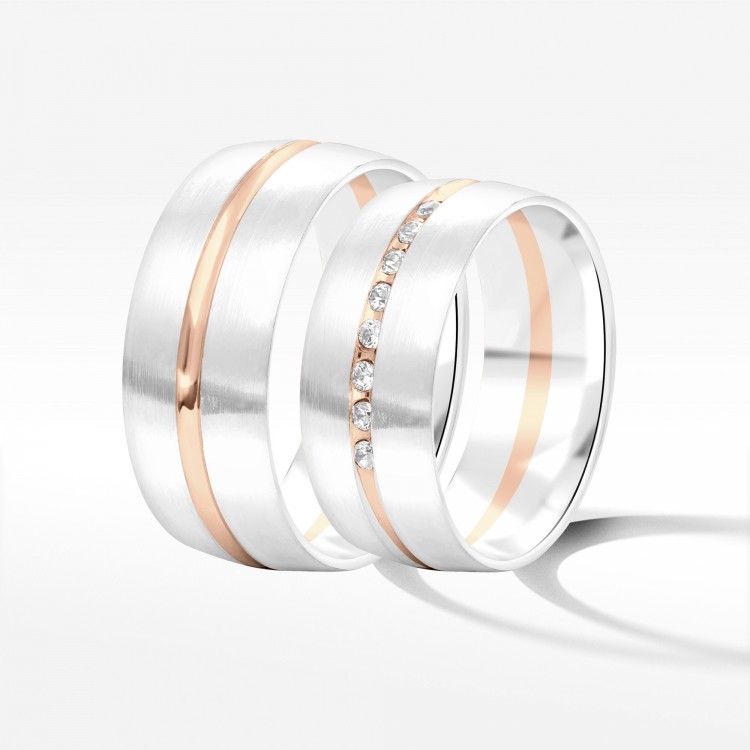 Obrączki ślubne z dwukolorowego złota 8mm