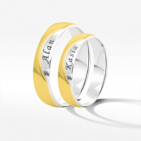 Obrączki ślubne z dwukolorowego złota 5mm