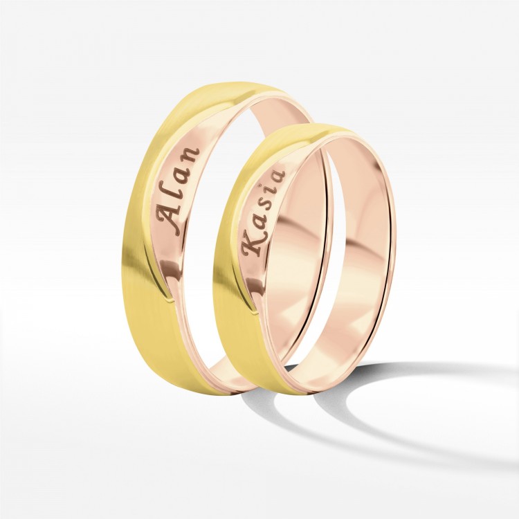 Obrączki ślubne z dwukolorowego złota 5mm