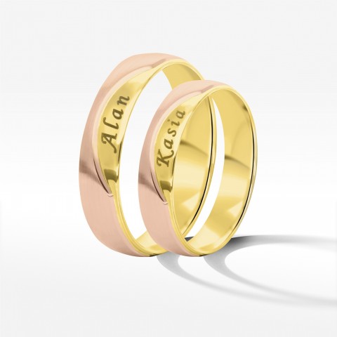 Obrączki ślubne z dwukolorowego złota 5mm