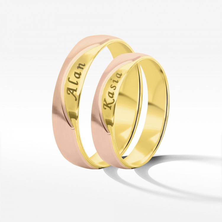 Obrączki ślubne z dwukolorowego złota 5mm