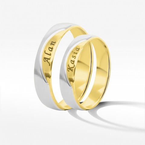 Obrączki ślubne z dwukolorowego złota 5mm